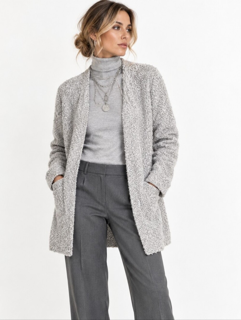 A New Day Cardigan texture Gray Open Long Jacket